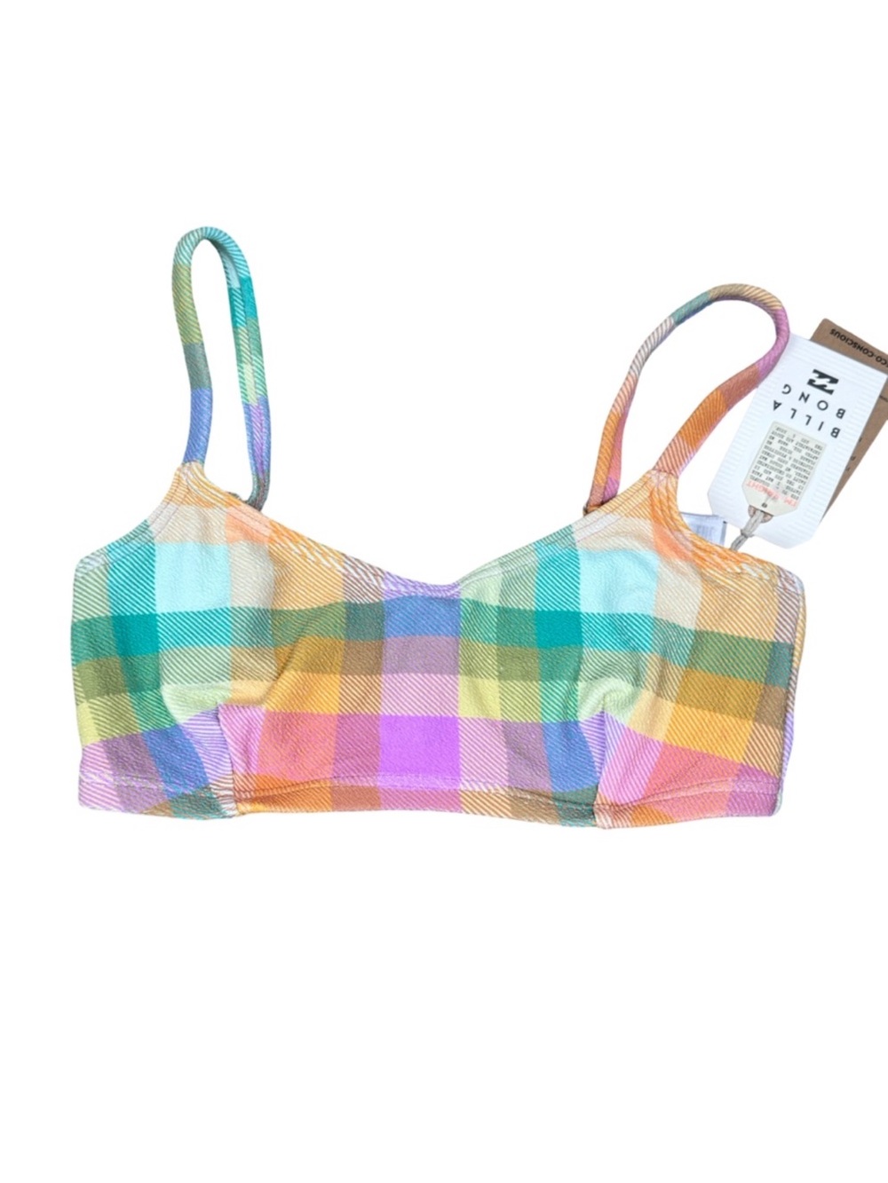 Billabong Multicolor Plaid Bikini Top - Pastel Rainbow